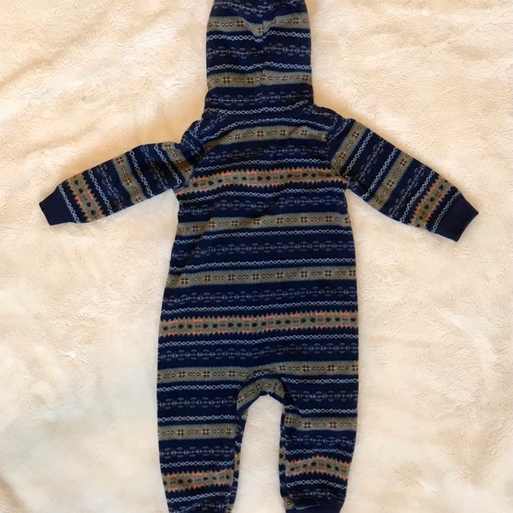 Cozy Blue Patterned Baby Onesie - Picture 3 of 5
